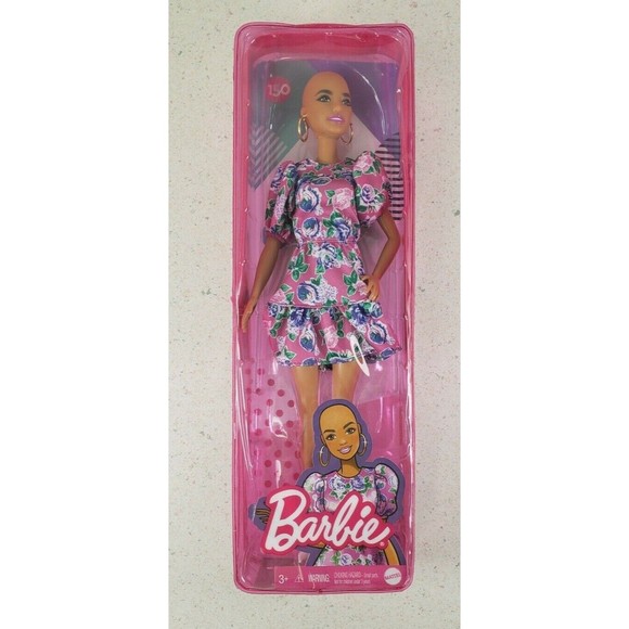 Barbie Other - Barbie Fashionistas Doll #150 with No-Hair Look Wearing Pink Floral Dress Toy